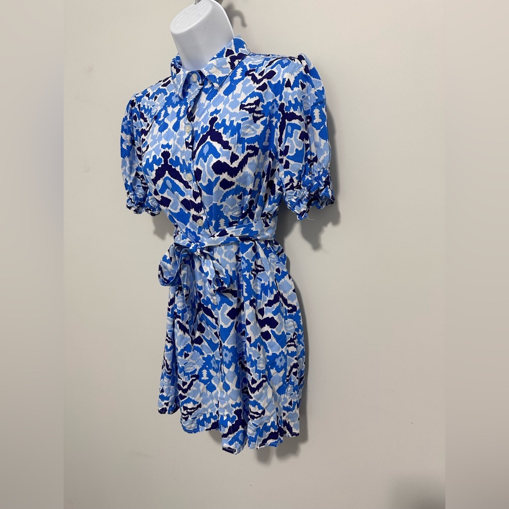 La Mer Luxe Blue and Black Button Down Patterned Mini Dress - Picture 4 of 8